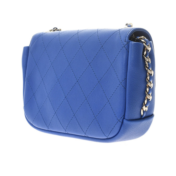 Chanel Chain Shoulder Blue Gold Hardware Calfskin Shoulder Bag - Picture 2 of 11